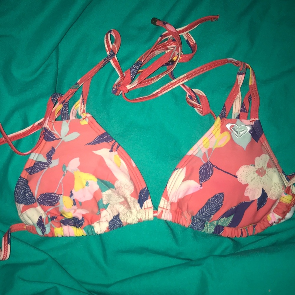 Roxy string bikini top floral print bathing suit